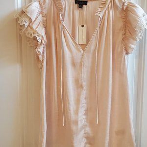 New with Tags Anthropologie Current Air  Lace Sleeve Blouse - Size Small